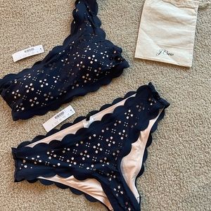 J crew Navy scallop swim suit. Size M